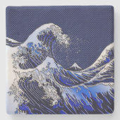 北斎波素晴らしクロム炭素繊維デコール ストーンコースター (正面)