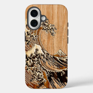 北斎波素晴らし竹材入りスタイル iPhone 16ケース