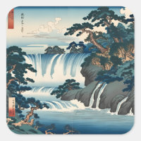 北斎浮世絵日本の滝の風景青