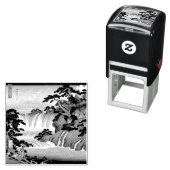 北斎浮世絵日本の滝の風景青 セルフインキングスタンプ (インサイチュ)