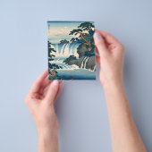 北斎浮世絵日本の滝の風景青 チラシ (手)