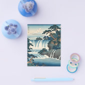 北斎浮世絵日本の滝の風景青 チラシ (シングル)