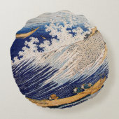 北斎海波浪シーボート ラウンドクッション (裏面)