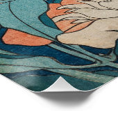 北斎牡丹とカナリアヴィンテージギャラリーHD ポスター (コーナー)