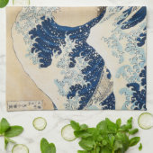 北斎素晴らしによる神奈川の波 キッチンタオル (折り畳み)