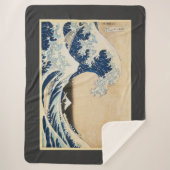 北斎素晴らしによる神奈川の波 シェルパブランケット (正面)