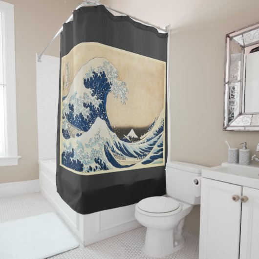 北斎素晴らしによる神奈川の波 シャワーカーテン (インサイチュ)