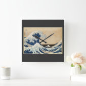北斎素晴らしによる神奈川の波 スクエア壁時計 (ホーム)