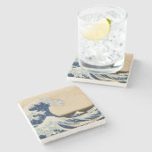 北斎素晴らしによる神奈川の波 ストーンコースター (横)