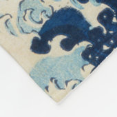 北斎素晴らしによる神奈川の波 フリースブランケット (角)