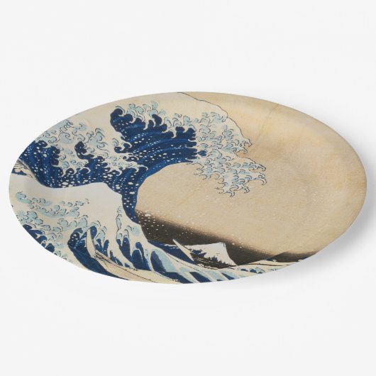 北斎素晴らしによる神奈川の波 ペーパープレート (アングル)