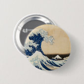北斎素晴らしによる神奈川の波 缶バッジ (正面&裏面)