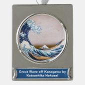 北斎素晴らしによる神奈川日本沖の津波 シルバープレートバナーオーナメント (正面)