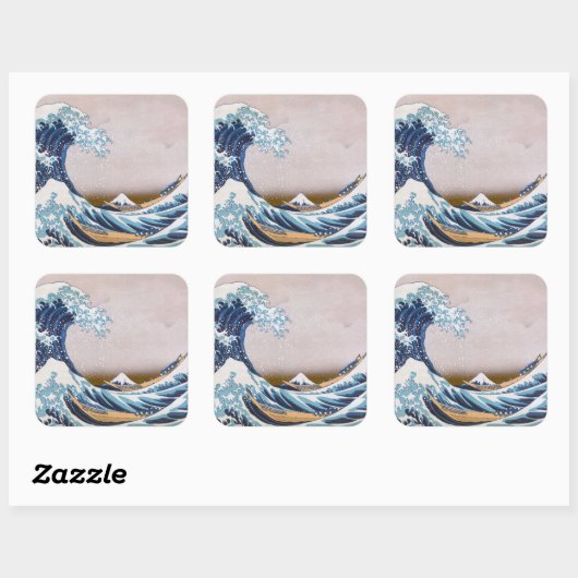 北斎素晴らしによる神奈川日本沖の津波 スクエアシール (シート)