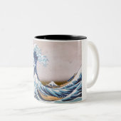 北斎素晴らしによる神奈川日本沖の津波 ツートーンマグカップ (正面右)