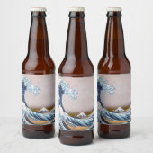 北斎素晴らしによる神奈川日本沖の津波 ビールラベル (ボトル)