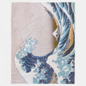 北斎素晴らしによる神奈川日本沖の津波 フリースブランケット (正面)