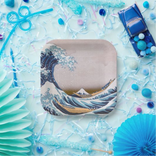 北斎素晴らしによる神奈川日本沖の津波 ペーパープレート (パーティー)