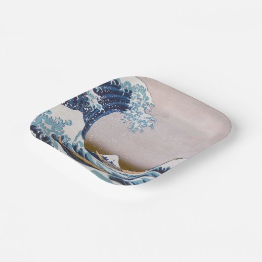 北斎素晴らしによる神奈川日本沖の津波 ペーパープレート (傾斜あり)