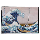北斎素晴らしによる神奈川日本沖の津波 ラージペーパーバッグ (裏面)