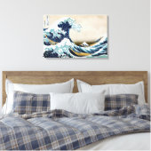 北斎素晴らしによる神奈川沖の波の復元 キャンバスプリント (インサイチュ (寝室))