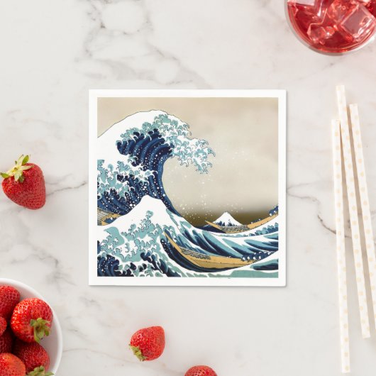 北斎素晴らしによる神奈川沖の波の復元 スタンダードカクテルナプキン (インサイチュ)
