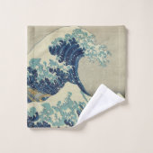 北斎素晴らしによる神奈川沖の波 バスタオルセット (ウォッシュタオル)