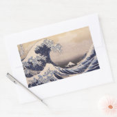 北斎素晴らしによる神奈川沖の波 長方形シール (封筒)