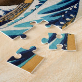 北斎素晴らしヴィンテージの波日本の ジグソーパズル (側面)