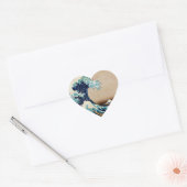 北斎素晴らしヴィンテージの波日本の ハートシール (封筒)