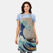 北斎素晴らし波が神奈川を離れる。ヴィンテージ日本美術 エプロン (着用した状態)