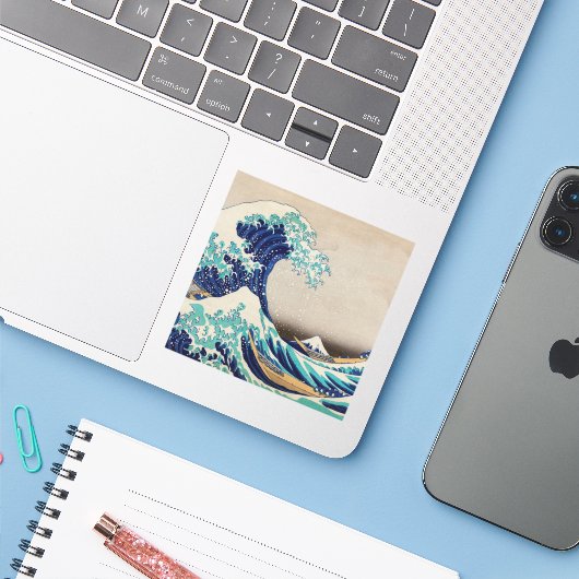 北斎素晴らし波が神奈川を離れる。ヴィンテージ日本美術 シール (ノートパソコンとiPhone)