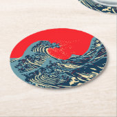 北斎素晴らし波のスタイル ラウンドペーパーコースター (アングル)