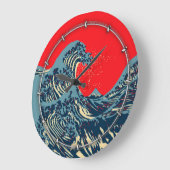 北斎素晴らし波のスタイル ラージ壁時計 (傾斜)