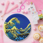 北斎素晴らし波の鮮やかポップ・アートのスタイル ペーパープレート (パーティー)