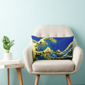 北斎素晴らし波の鮮やかポップ・アートのスタイル ランバークッション (椅子)