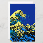 北斎素晴らし波インアートポップ・アートのスタイルデコール 便箋 (正面/裏面)