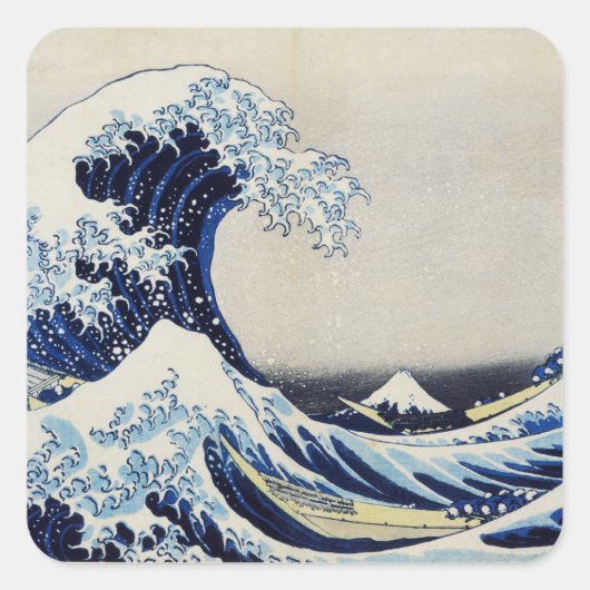 北斎素晴らし波プリント絵画ズ スクエアシール (正面)