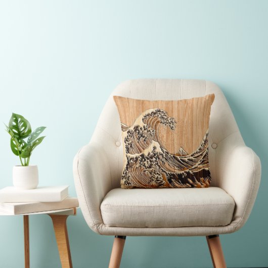 北斎素晴らし波竹木スタイル クッション (椅子)