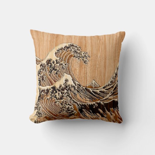 北斎素晴らし波竹木スタイル クッション (正面)