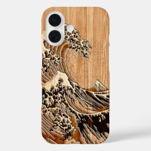 北斎素晴らし波竹木デザイン iPhone 16ケース