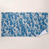 北斎素晴らし波紋青航海の海 ビーチタオル (正面)