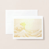 北斎素晴らし1831フォイルカードで神奈川を振る 箔カード (封筒付き正面)