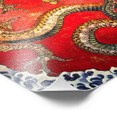 北斎金ゴールド日本のドラゴンプリント フォトプリント (角)