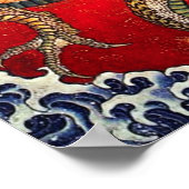 北斎金ゴールド日本のドラゴンポスター ポスター (角)