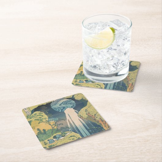 北斎阿弥陀秋日本滝 スクエアペーパーコースター (インサイチュ)