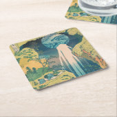 北斎阿弥陀秋日本滝 スクエアペーパーコースター (アングル)