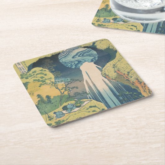 北斎阿弥陀秋日本滝 スクエアペーパーコースター (アングル)