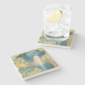 北斎阿弥陀秋日本滝 ストーンコースター (横)