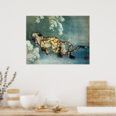 北斎雪の雪中虎図、北斎虎 ポスター (キッチン)